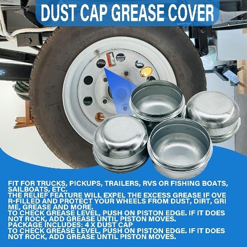 Replacement Dust Cap Grease Cover 2-3/8″ for Trailer Camper RV Axle Hub (Qty 4)