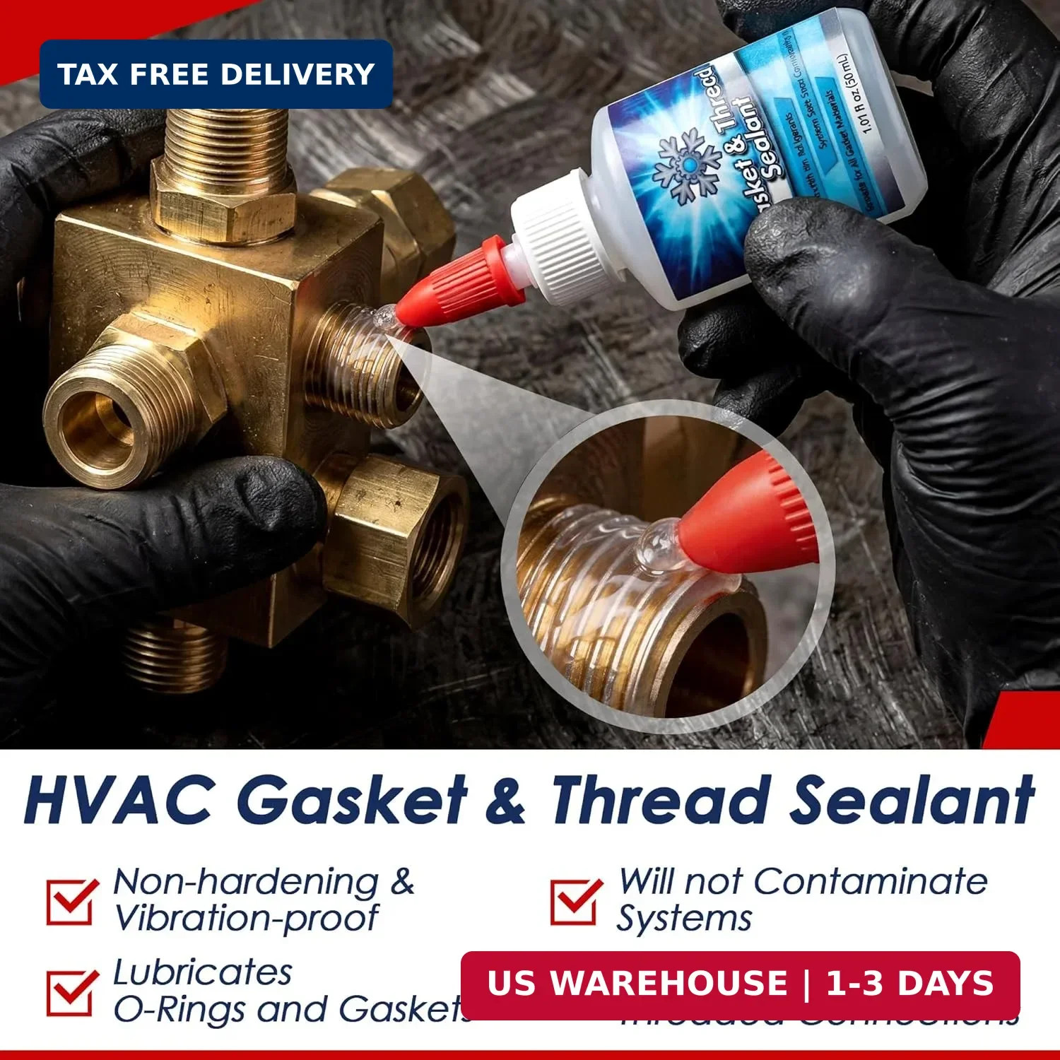 HVAC Gasket & Thread Sealant 30ml, Non Hardening Refrigerant Leak Sealant for R4