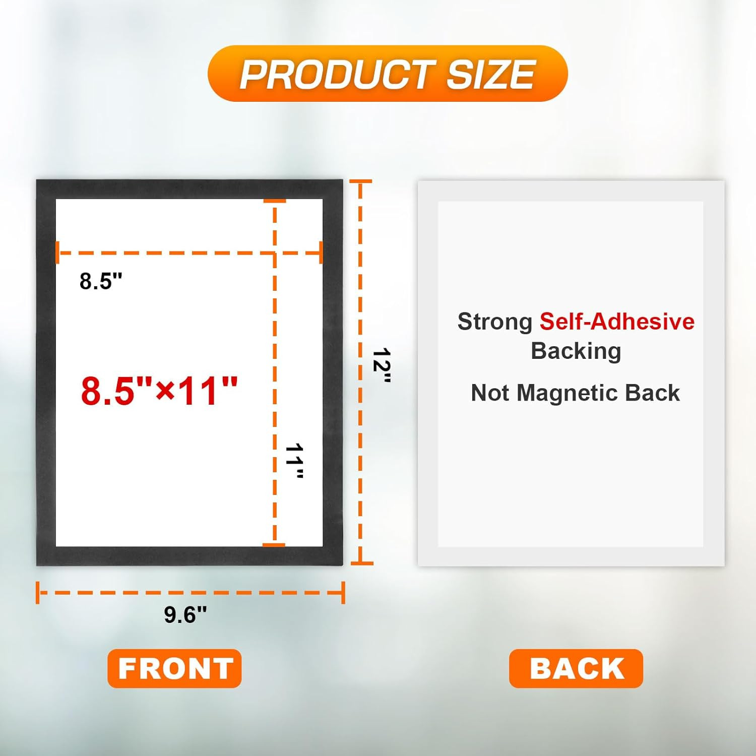 8.5 X 11 Magnetic Sign Holder 6 Pack, Self-Adhesive Wall Mount Sign Holder, Magn