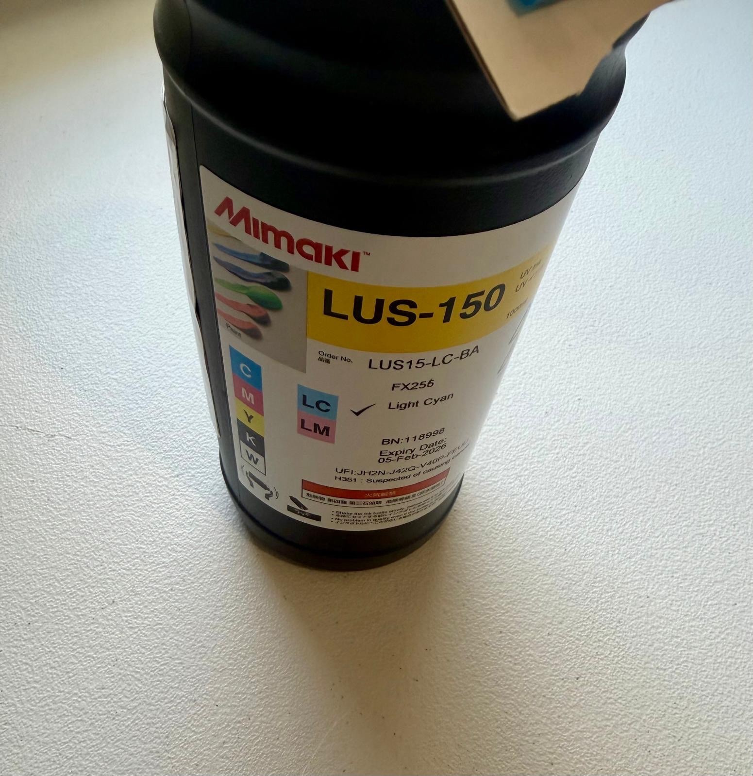 Genuine Mimaki LUS-150 Light Cyan UV Ink 1000ml – Exp 02/2026