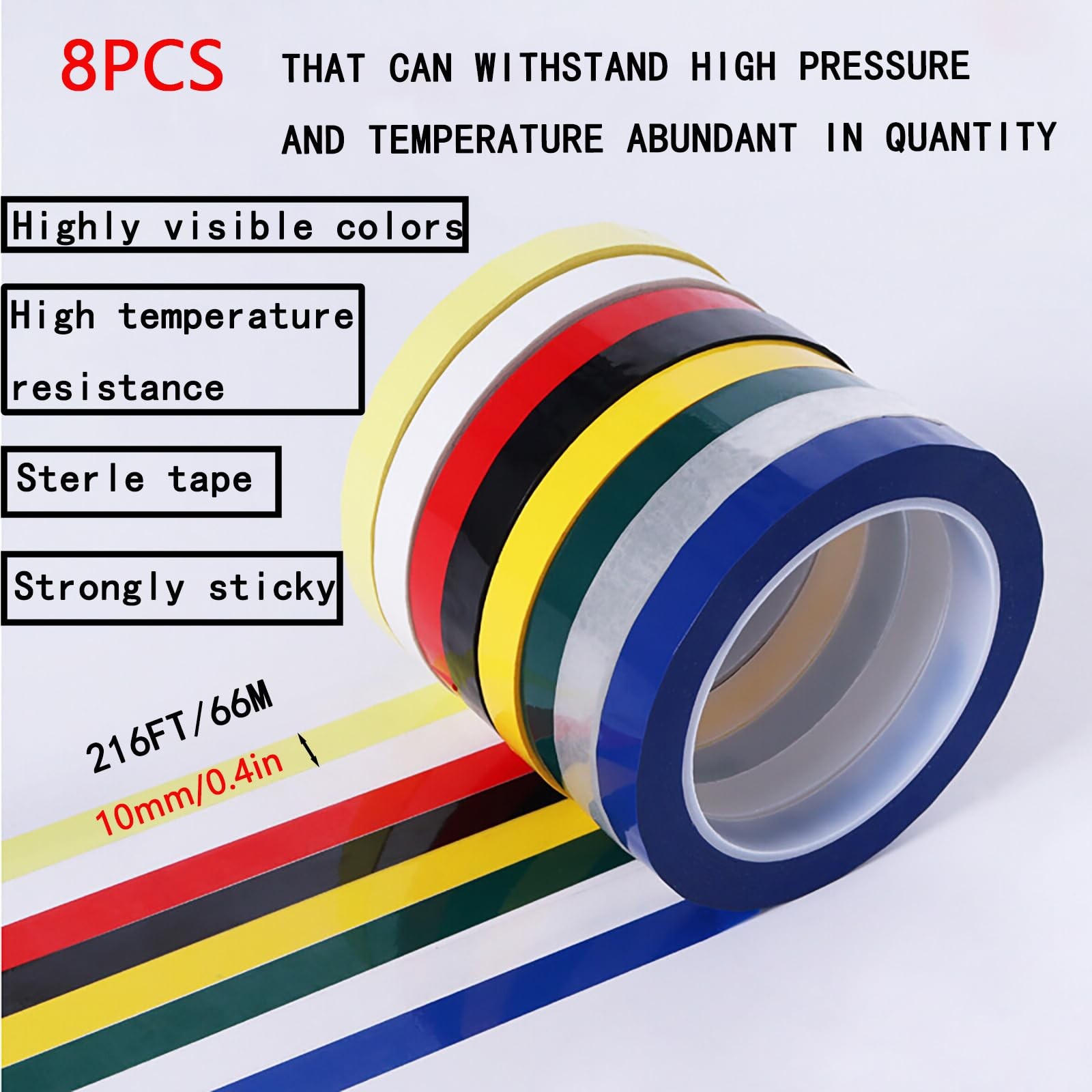 HRJZF 8 Rolls 0.4 Inch Colorful 216 feet x inches x 0.003 inches, Blue