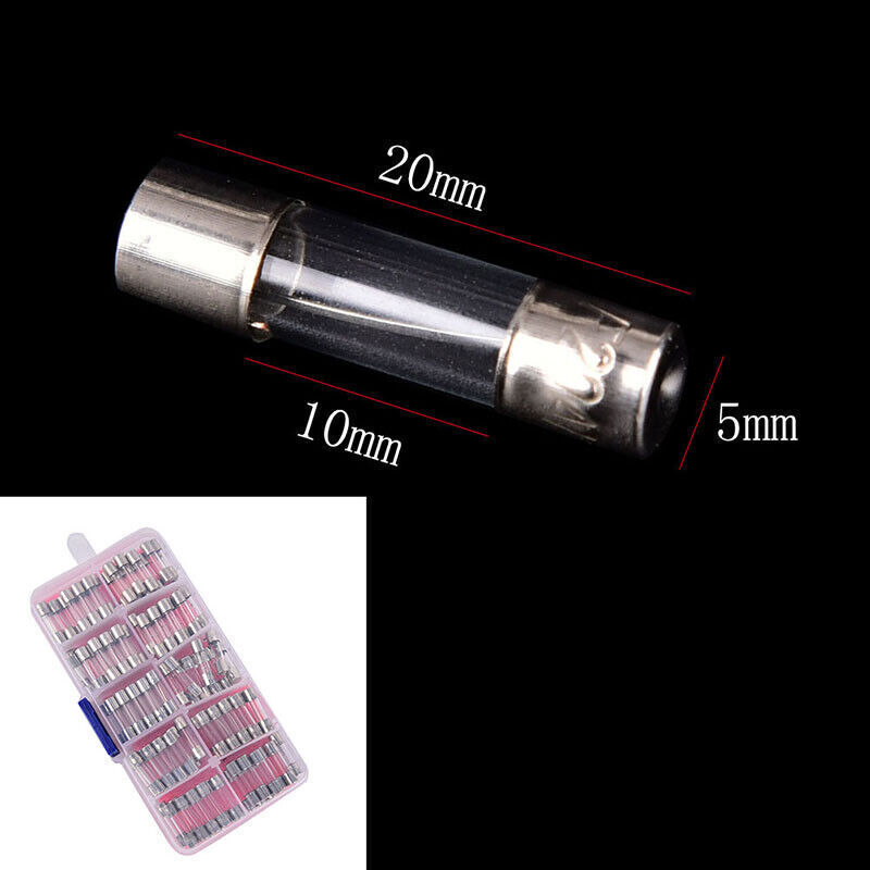 USA 100pcs/Set 5x20mm Quick Blow Glass Tube Fast-blow Glass Fuse Assorted Kit