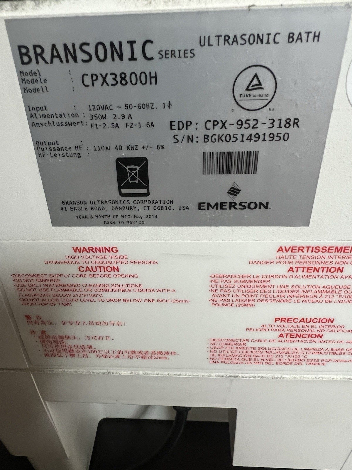 Branson CPX3800H