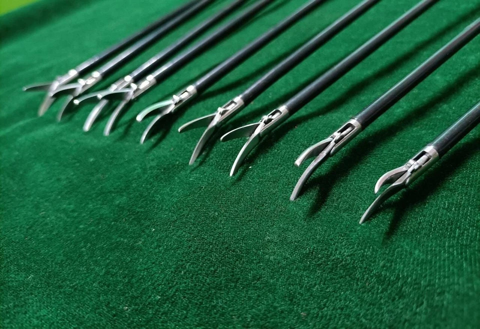 9PC Laparoscopic Curved Scissor 5mmx330mm Reusable Endoscopy Surgical Instrument