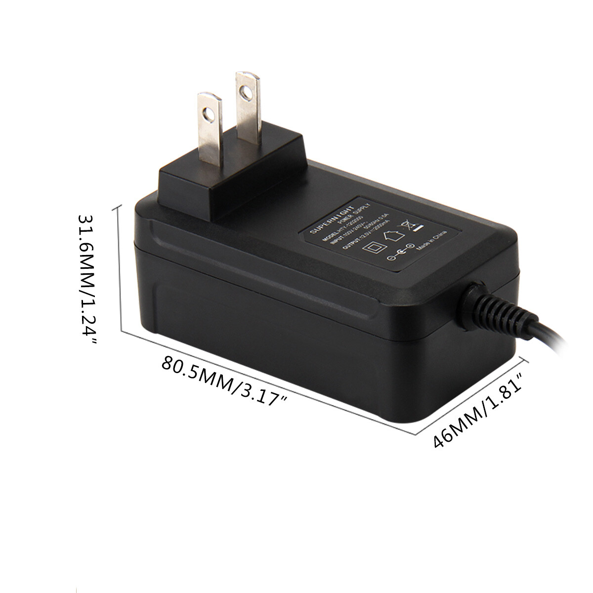 AC 110-220V to DC 12V 2A 24W Power Supply Adapter Transformer Jack 5.5mm X 2.1mm