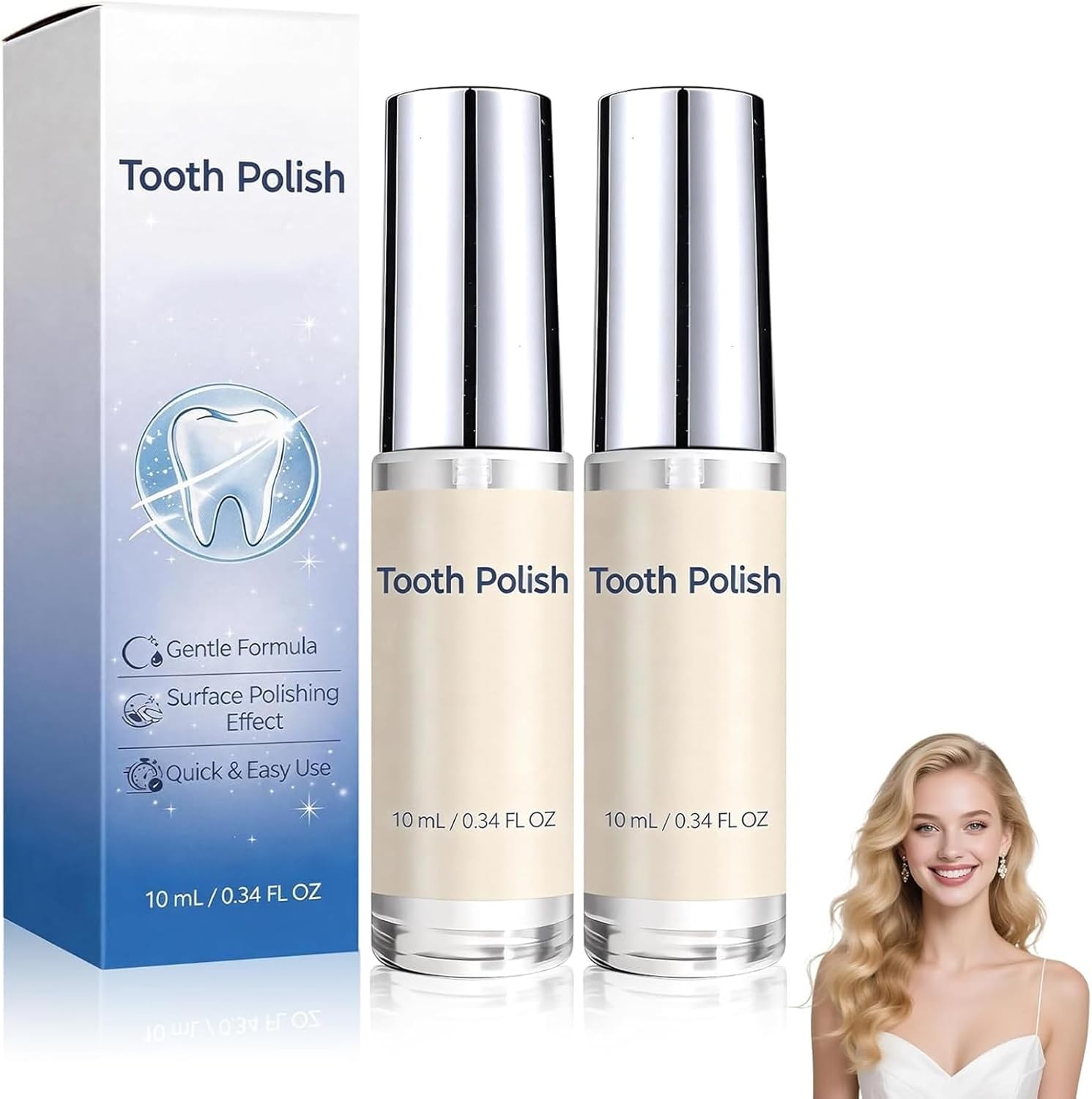 Tooth Polish & Whitening Paint – Instant Visible Brightening, Gentle Formula, ..
