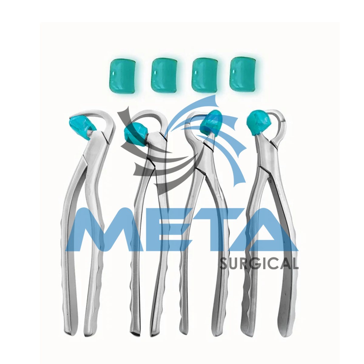 Dental Extraction Physics Forceps Standard Series Set of 4 Pcs with Bumpers