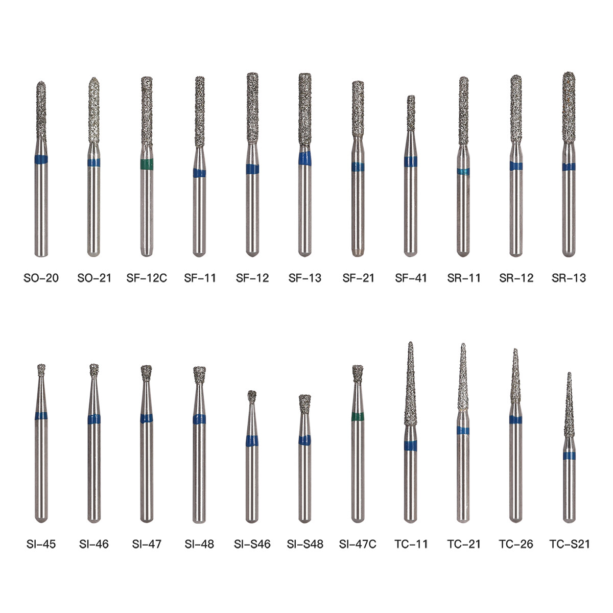1000pcs AZDENT Dental Diamond Burs For High Speed Handpiece Friction Grip Burs