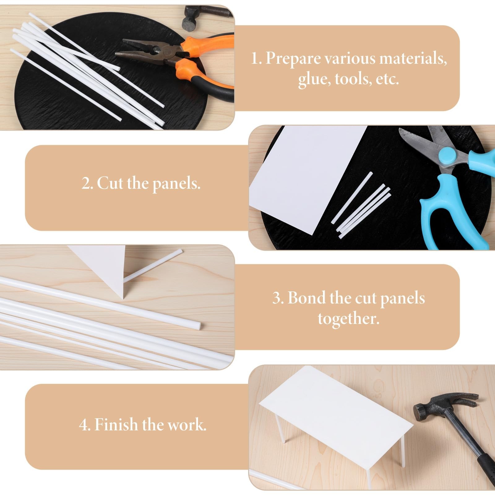 25Pcs Plastic Tubing 5 Sizes ABS White Round Bars Rod Hollow Tube for DIY San…
