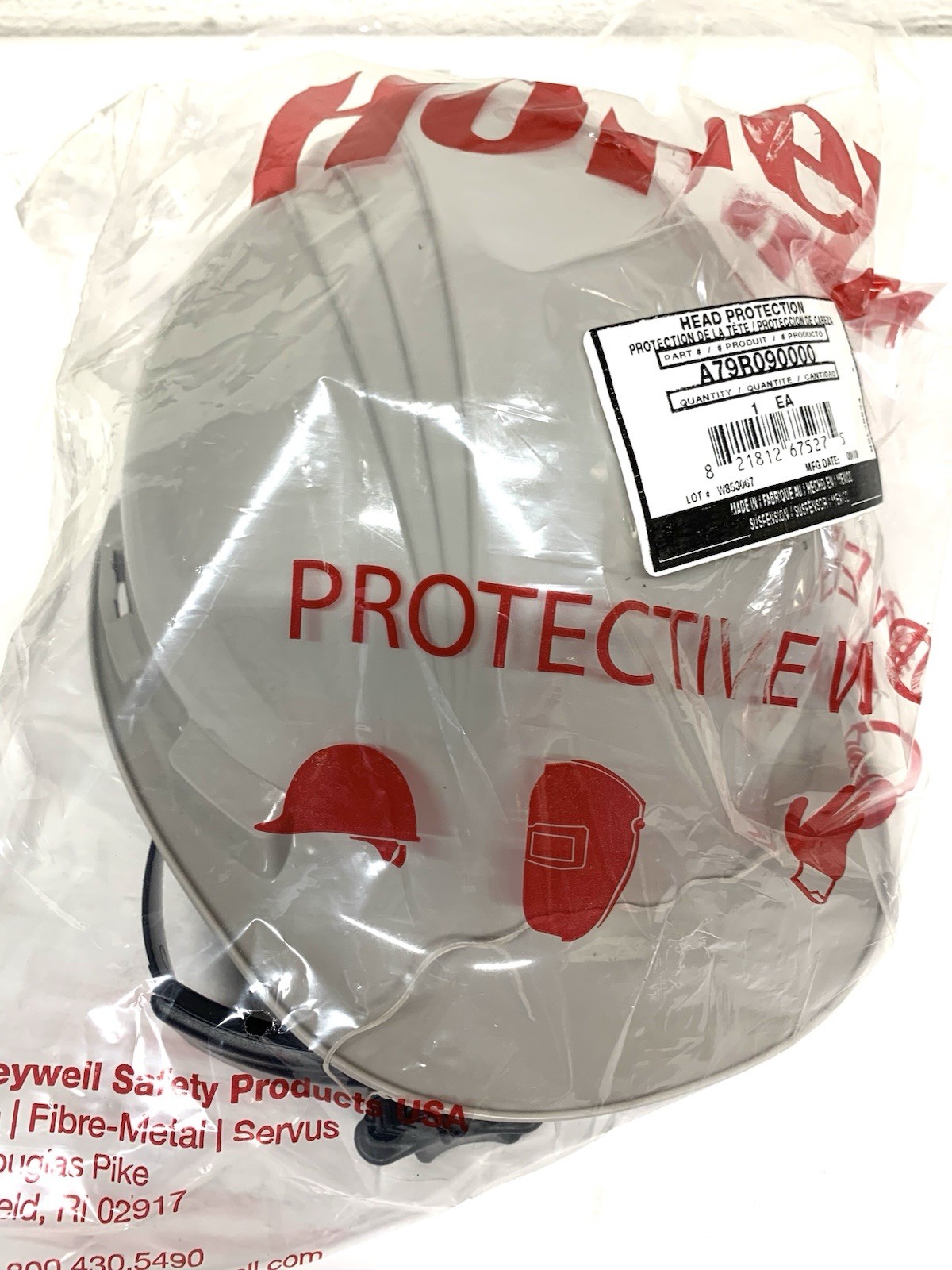 Honeywell North Gray Hard Hat Type 1 Class E 4pt Suspension A79 Front Brim