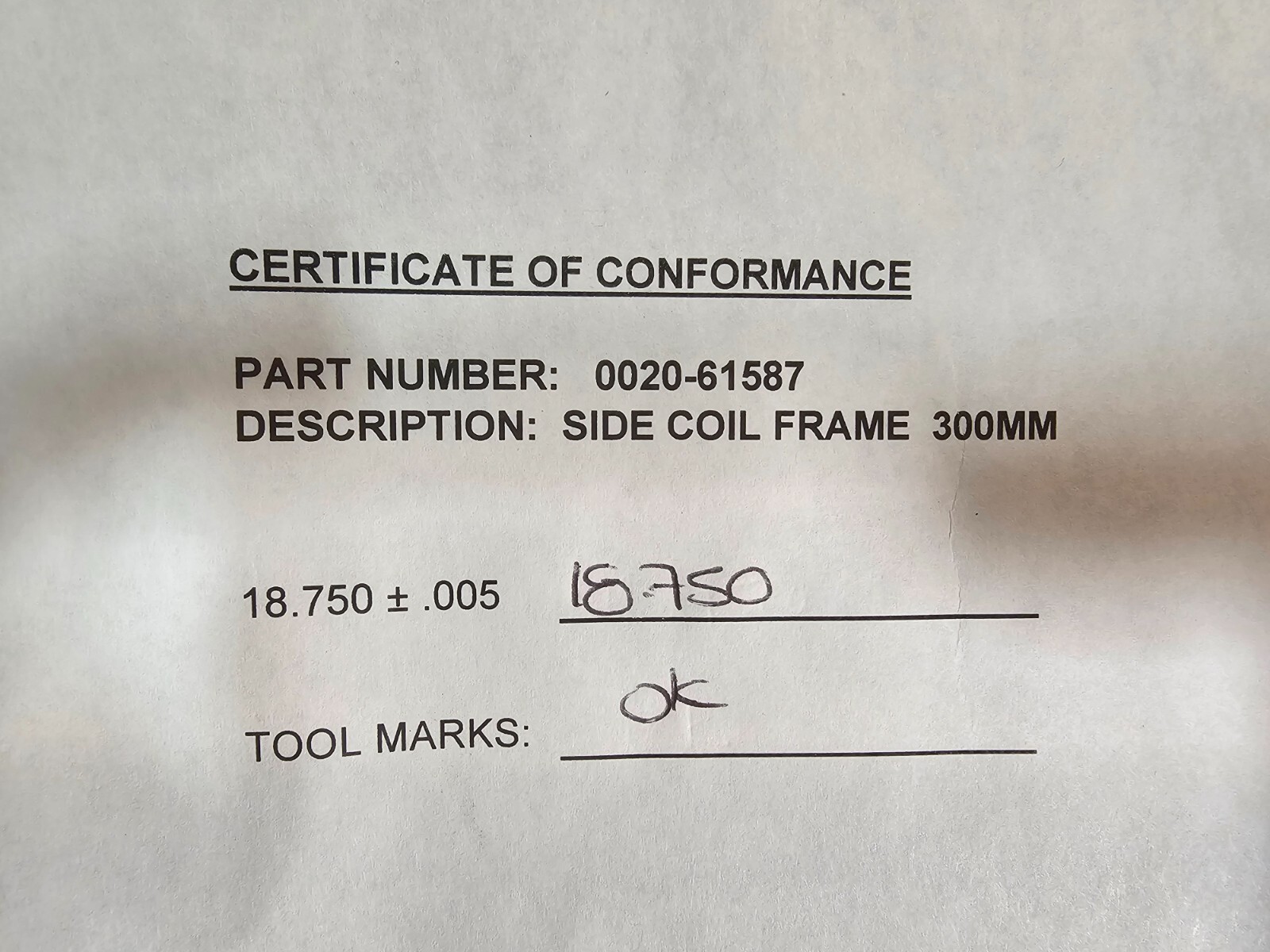 Side Coil Frame Assembly 300mm 19″ Dia. 0020-61587
