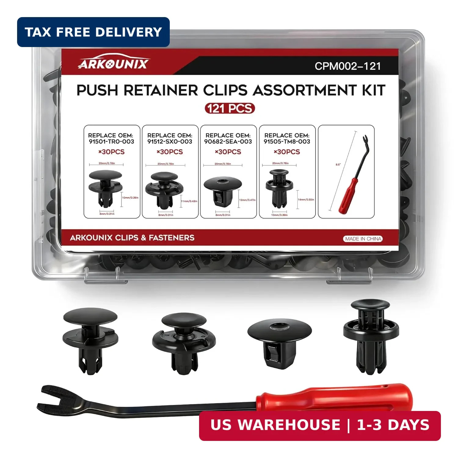 121PCS Push Type Retainer Clips, for Honda Accord Civic, CR-V, Crosstour, Fit, H