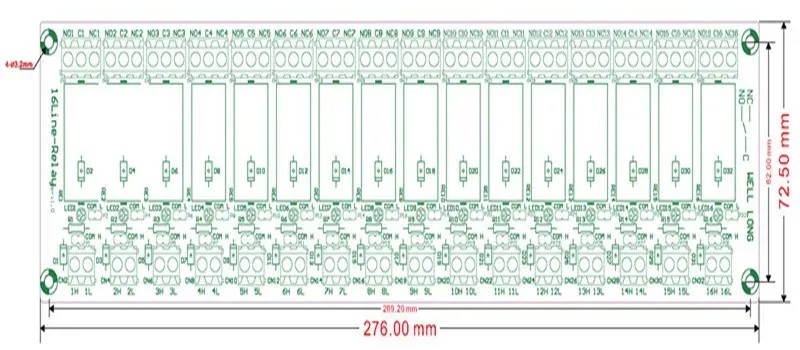 16 Channels DIN Rail Mount 16A Power Relay Interface Module G2R-1-E DC 24V