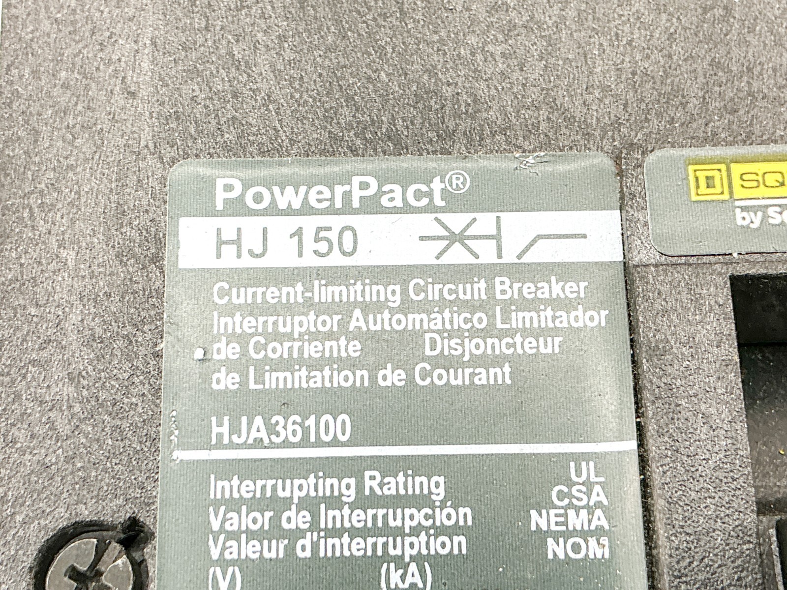 New Square D HJA36100 Circuit Breaker 3P 100A 600V 50/60Hz – No Box