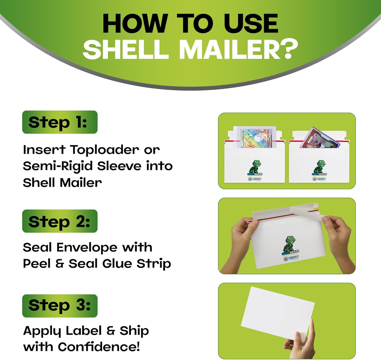 50 Pack Trading Card Mailers, 7″ x 4.35″ Semi-Rigid Envelope for Shipping