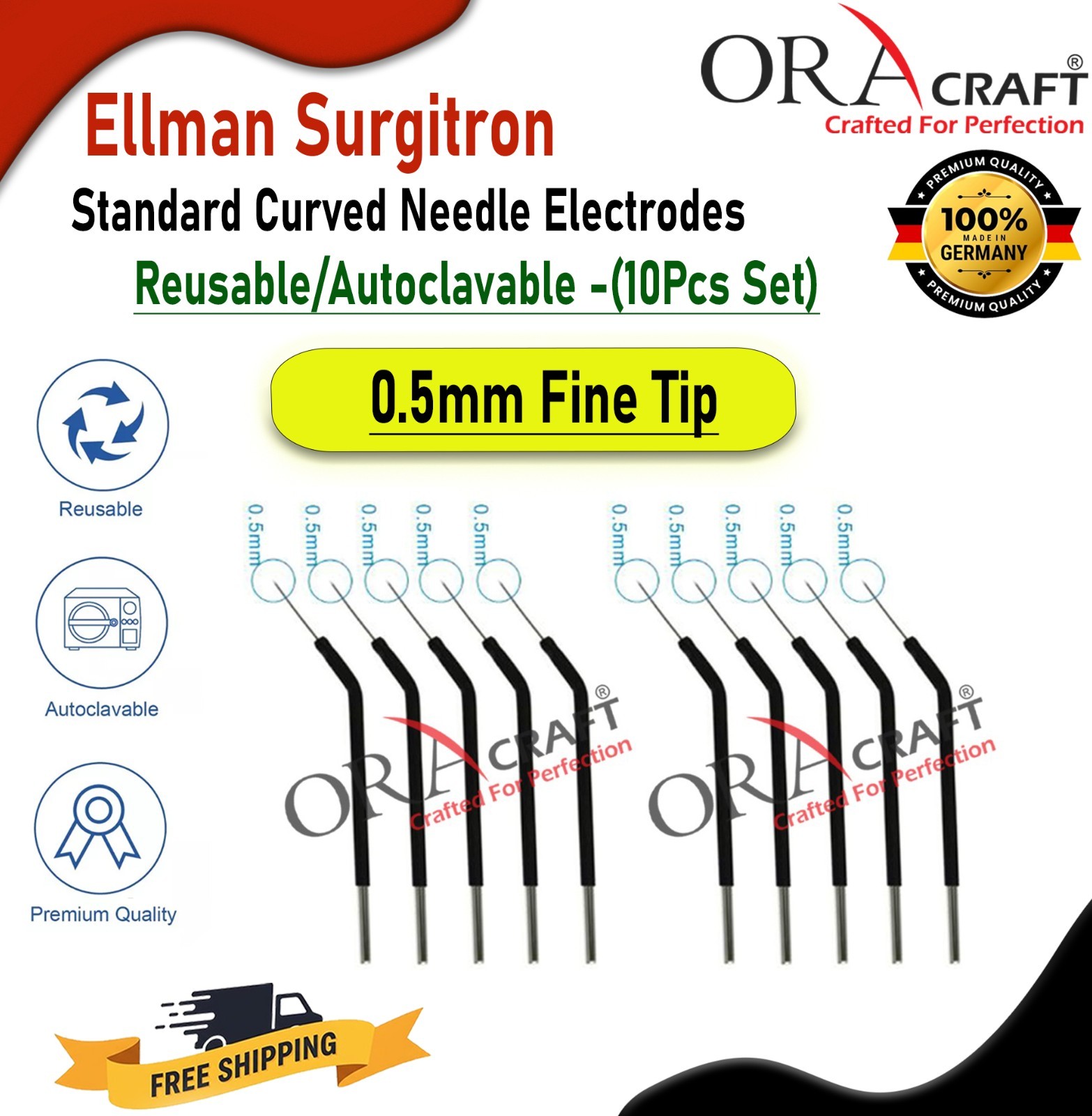 Ellman Surgitron Fine Needle electrodes 0.5mm Fine Cautery Tip Reusable Autoclav