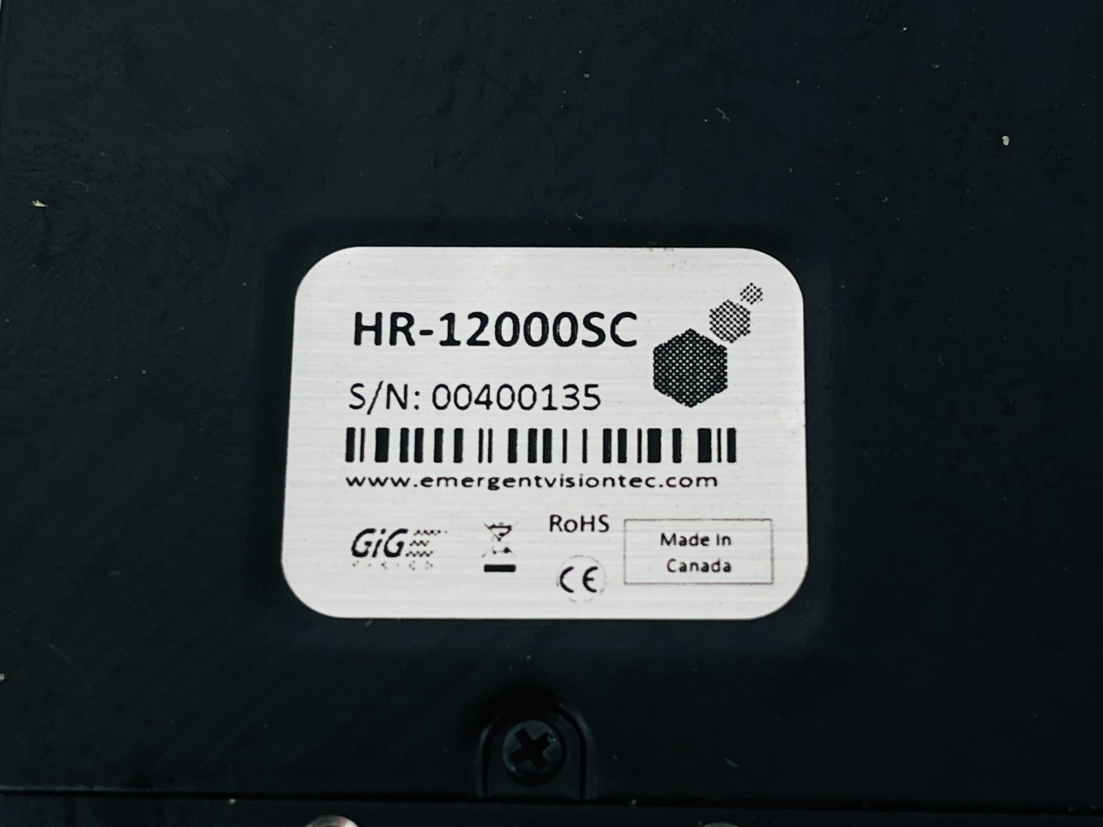 Emergent Vision Technologies HR-12000SC Industrial Camera Global w/Lens 1.1 16mm