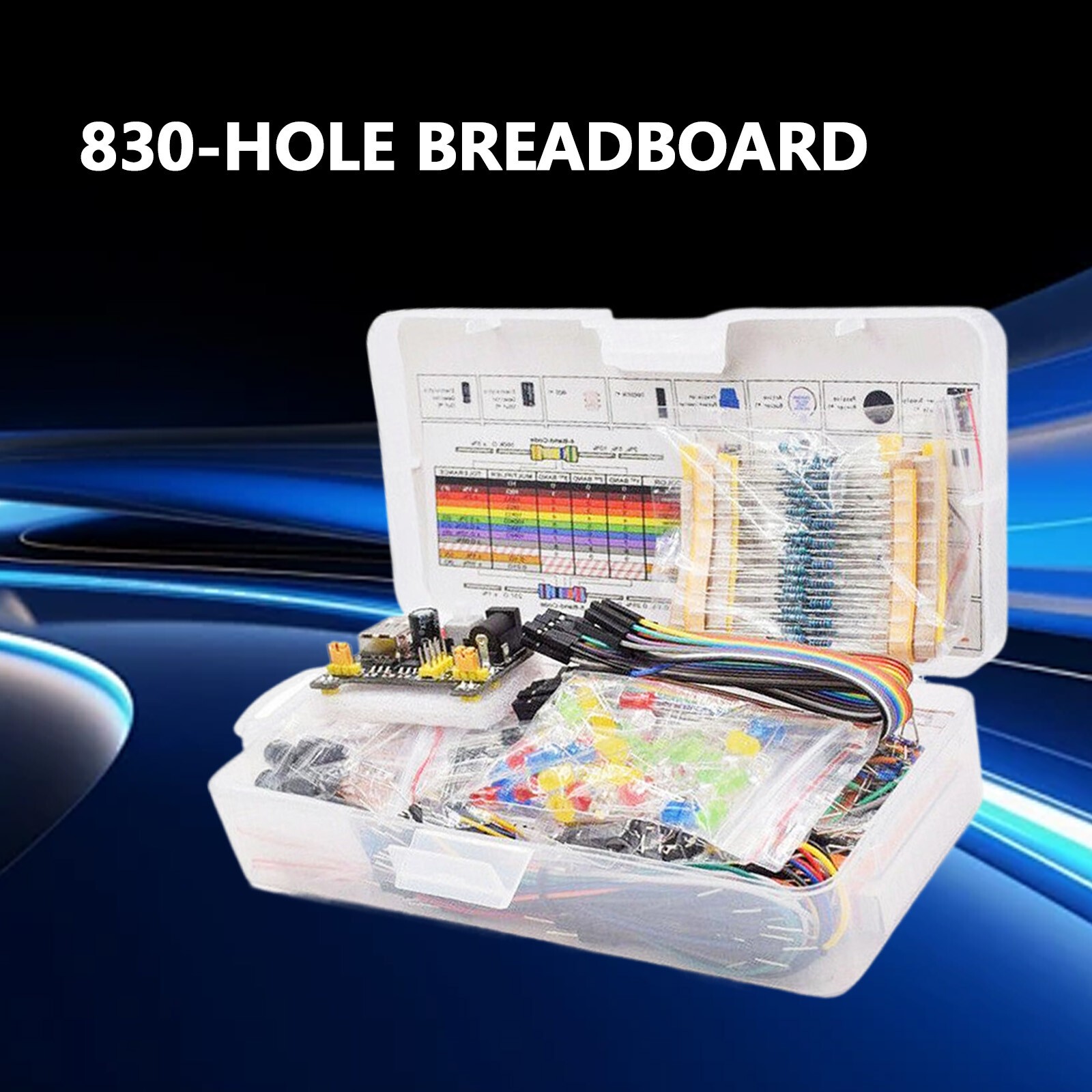 830Pcs DIY Electronic Starter Kit for Arduino UNO R3 with Breadboard & Componecq