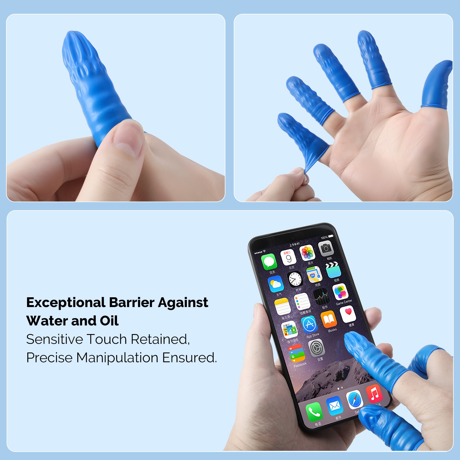 JMU Finger Cots Medium Latex Fingertip Protective Anti Static Powder Free