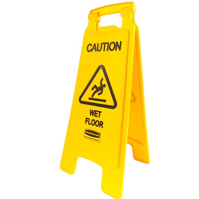 Rubbermaid Caution Wet Floor Sign, 2 Sided, 26″ Yellow (6 Pack) (FG611277YEL)