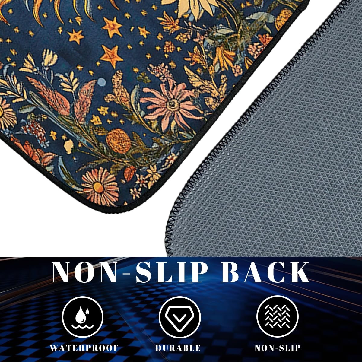 Chhssb Abstract Car Floor Mats Set Of 4 Vintage Sun Moon Star Floral Vibrant