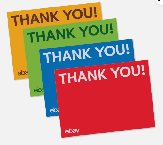 100 New eBay THANK YOU CARDS Red, Blue, Green & Yellow