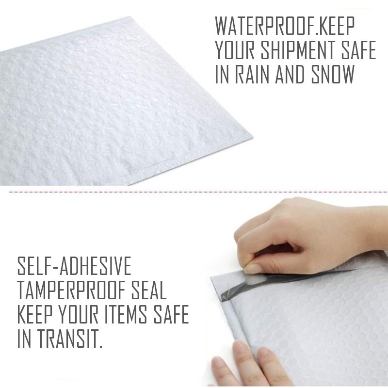 4×7 inch White Poly Bubble Mailers Self-Zip Shipping Bags 25/50 Pack for Mailing