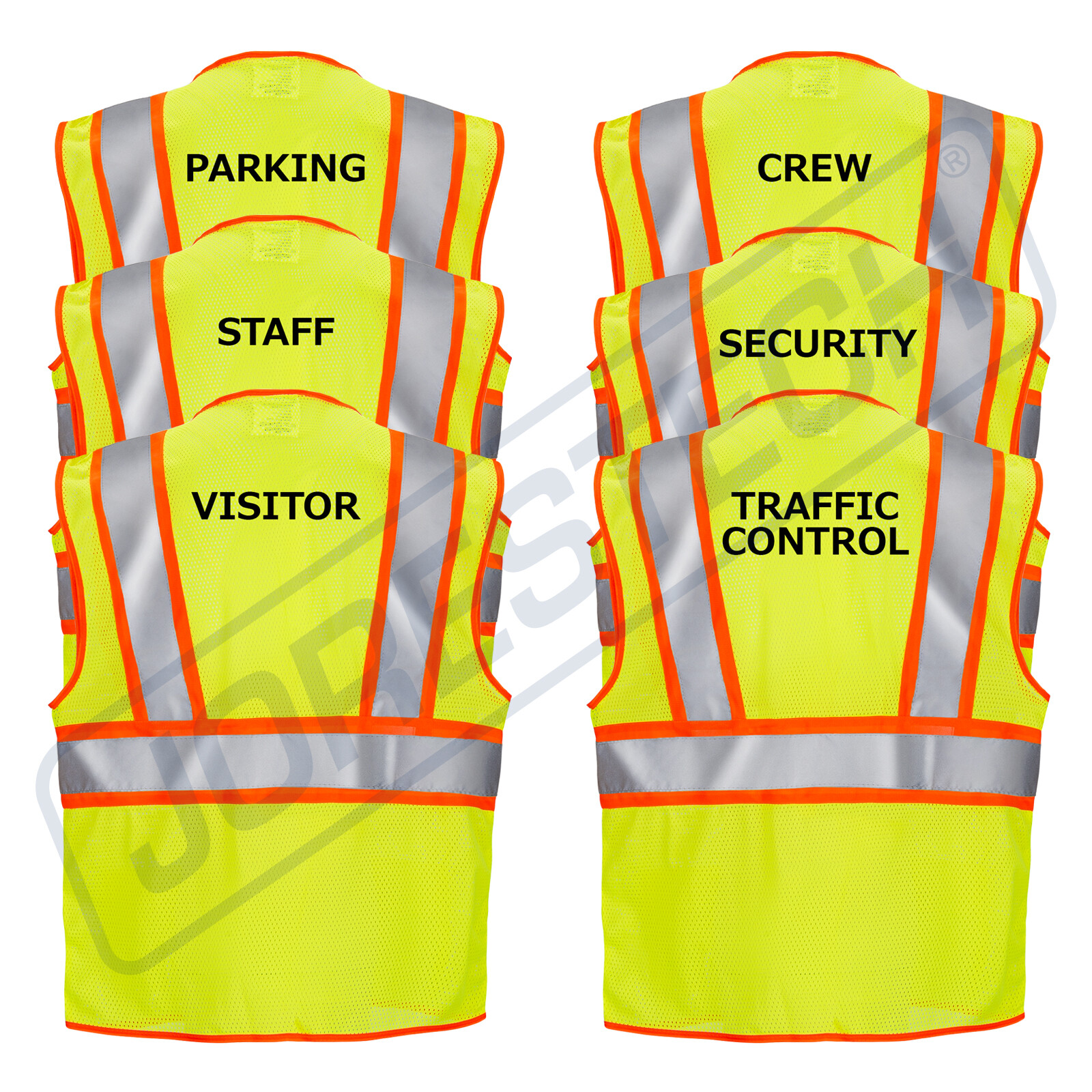 Safety Vest Staff Printed Class 2 Type R Two toned High Vis Lime JORESTECH