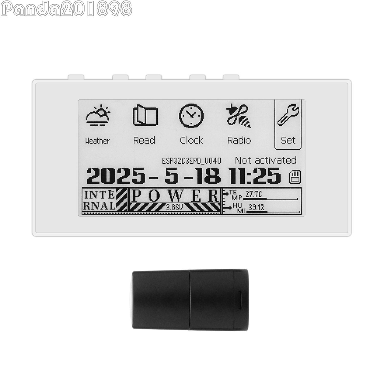 HAMGEEK RW01 Mini E-Ink Reader E-Book Reader (White Panel) for Weather Clock