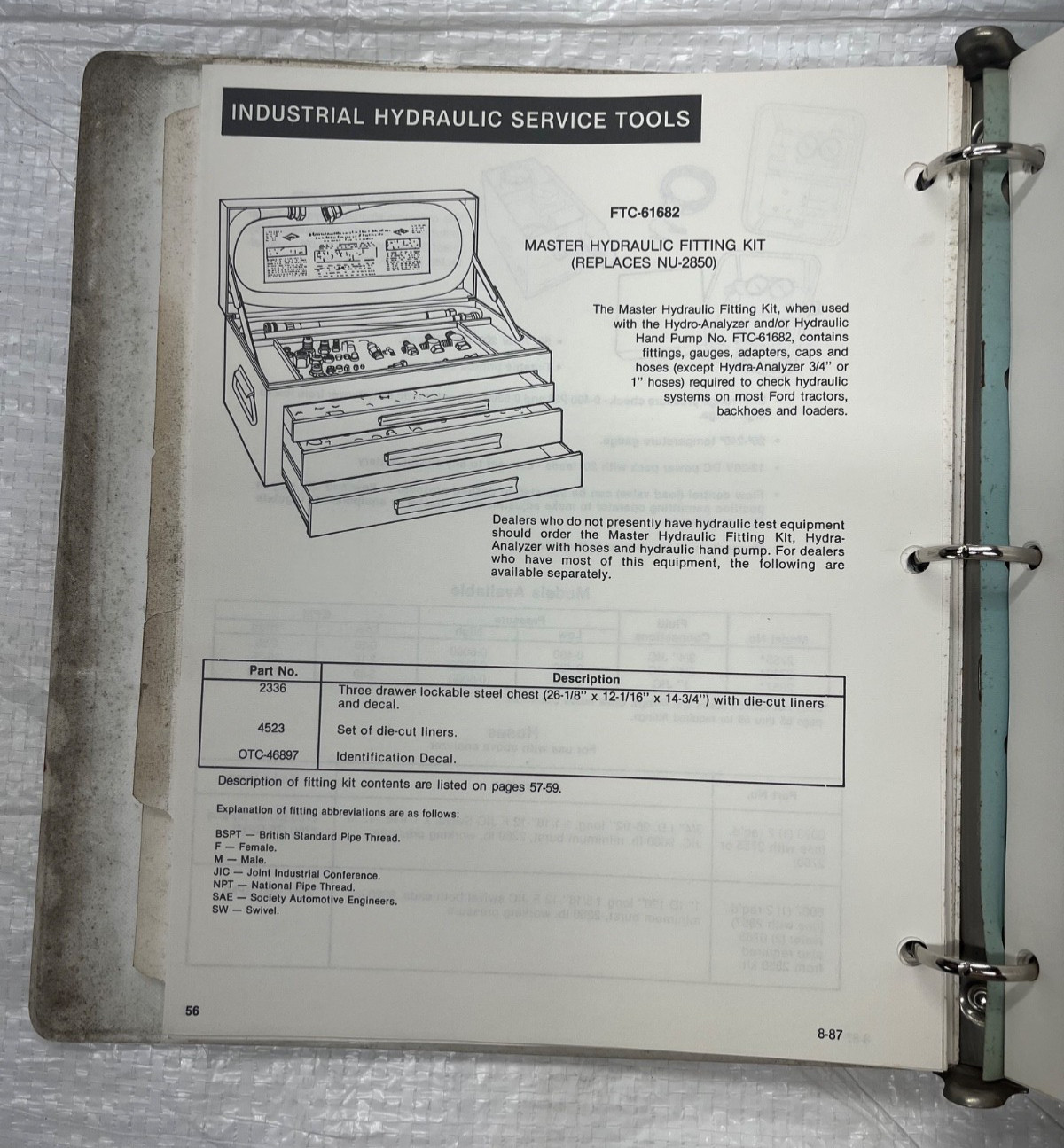 Ford New Holland Service Tools and Equipment Binder SE 4605