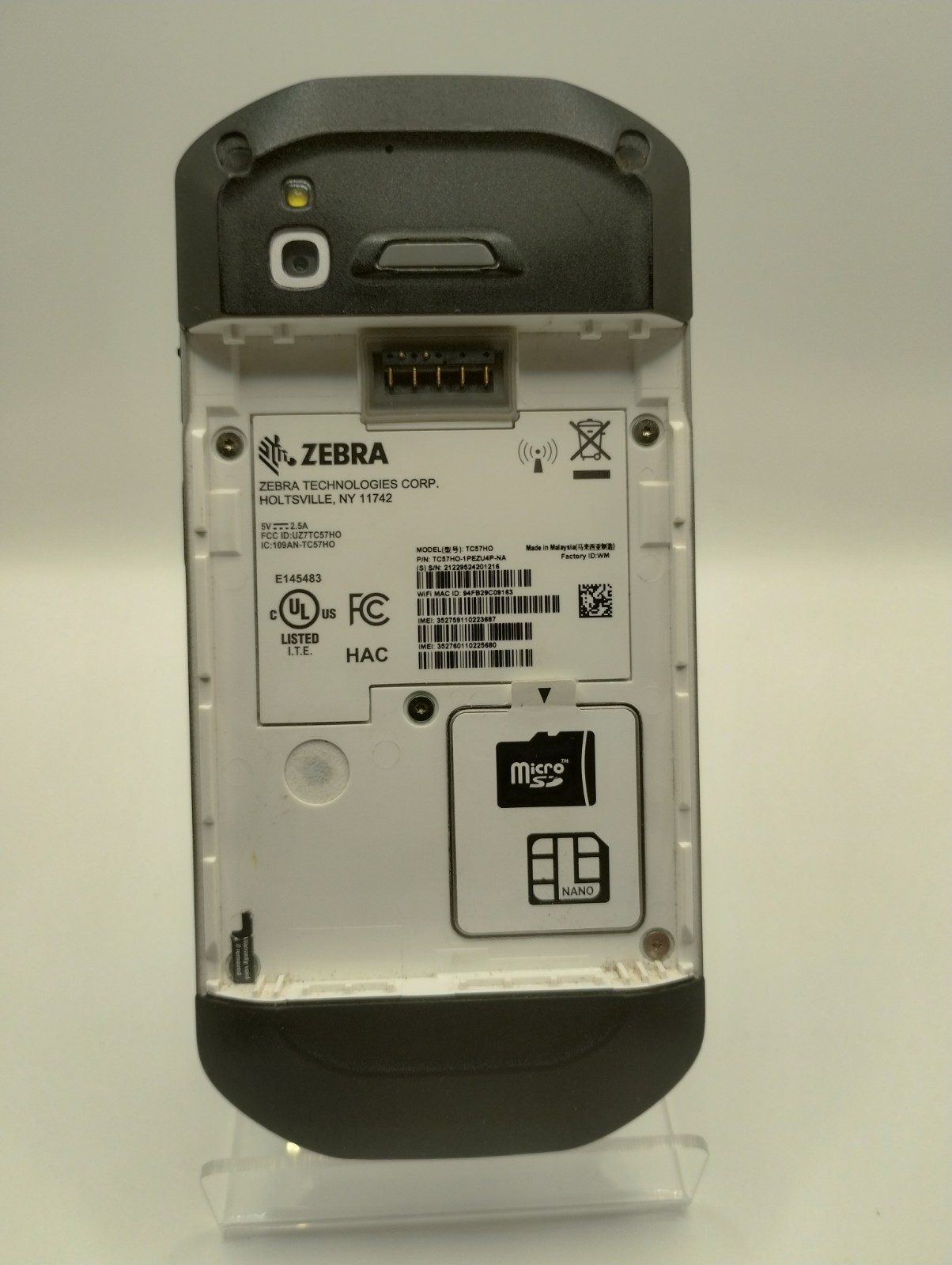 Zebra TC57 TC57HO-1PEZU4P-NA Case Handstap Clip Factory Reset, Refurbished