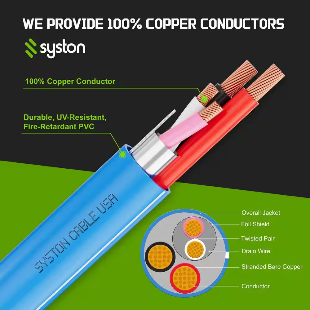 500 Ft. 16/2C+22/1PR Blue CMR Copper Lutron Equivalent QSH-CBL-L, Liberty LUTRON