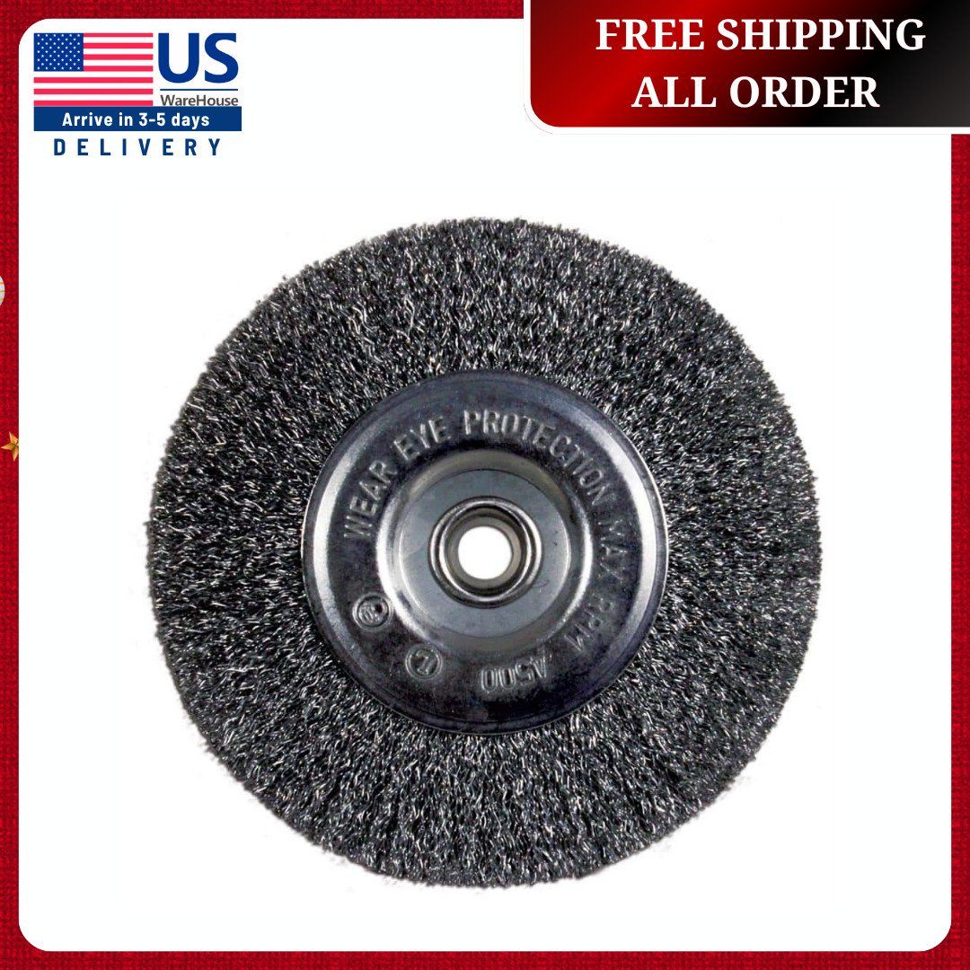6-Inch Coarse Wire Wheel Brush for Bench Grinder – Heavy-Duty Steel Bristles