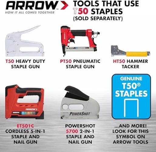 Arrow 508IP Heavy Duty T50 1/2-Inch Staples Assorted Sizes , Number of Itemss