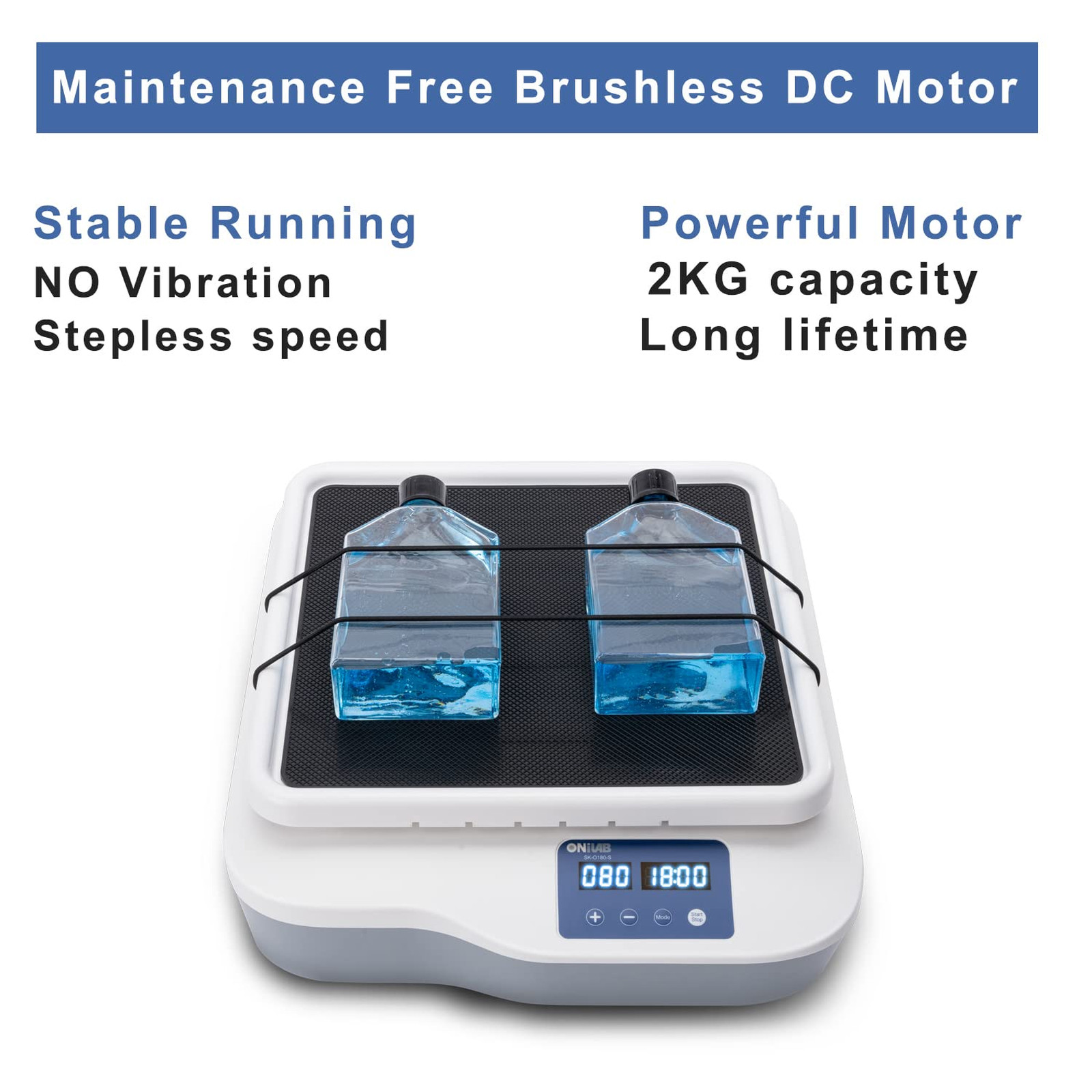Digital Orbital Shaker Adjustable Speed 40-200RPM Capacity 2KGS LCD Display Lab