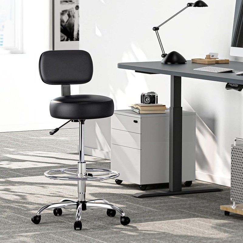 Adjustable Drafting Chair Ergonomic Rolling Stool High Back Office Seat New