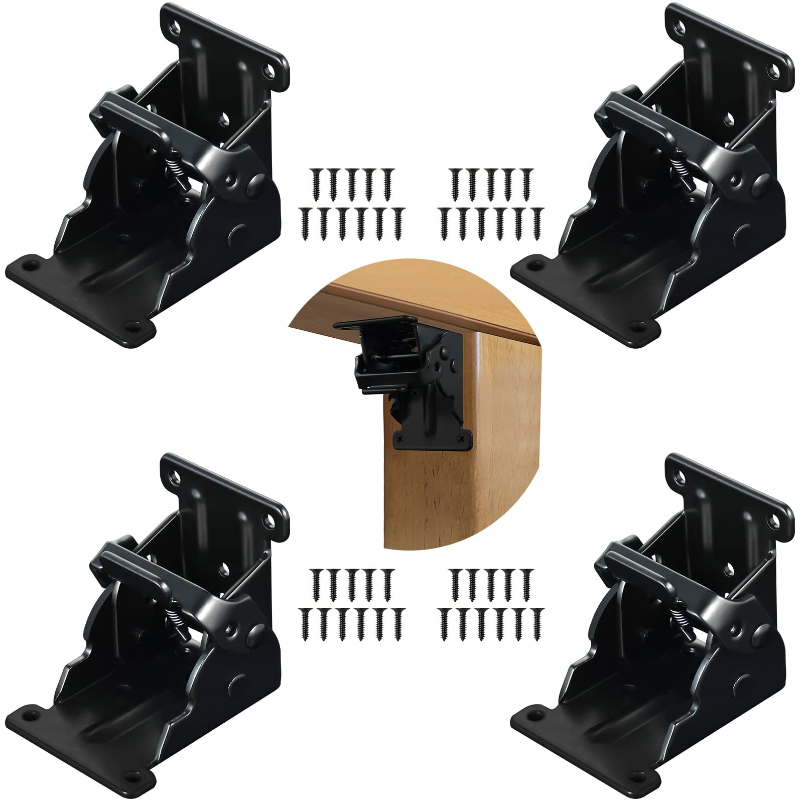 4 Pack Folding Brackets 0-90 Degrees Folding Table Legs Brackets Heavy Duty L…