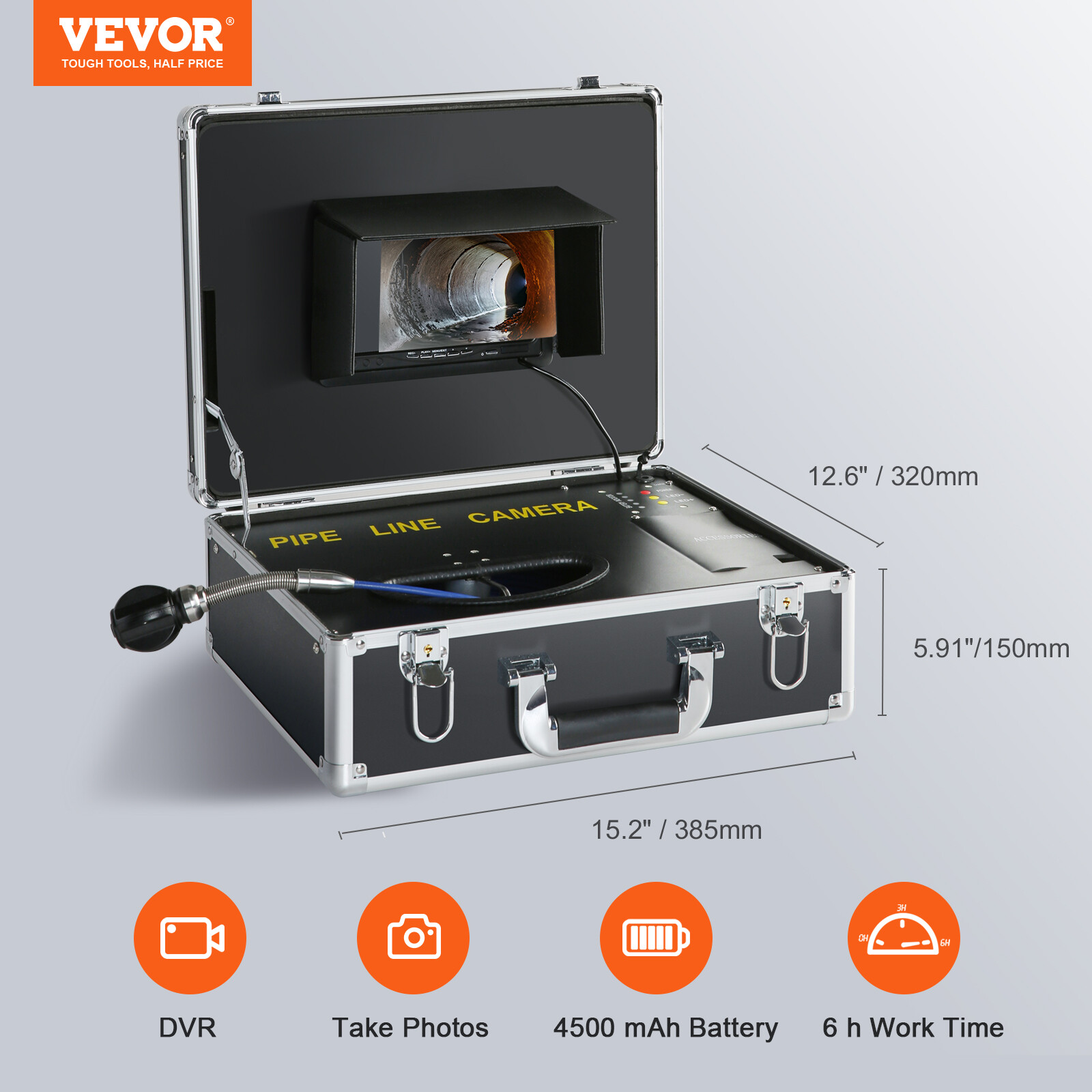 7″ Sewer Camera 50m/165ft Pipe Inspection Camera Drain Camera IP68 waterproof