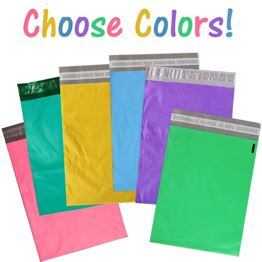 10×13″ Pink Teal Purple Blue Yellow Green Poly Mailers Flat Shipping Bags Combo