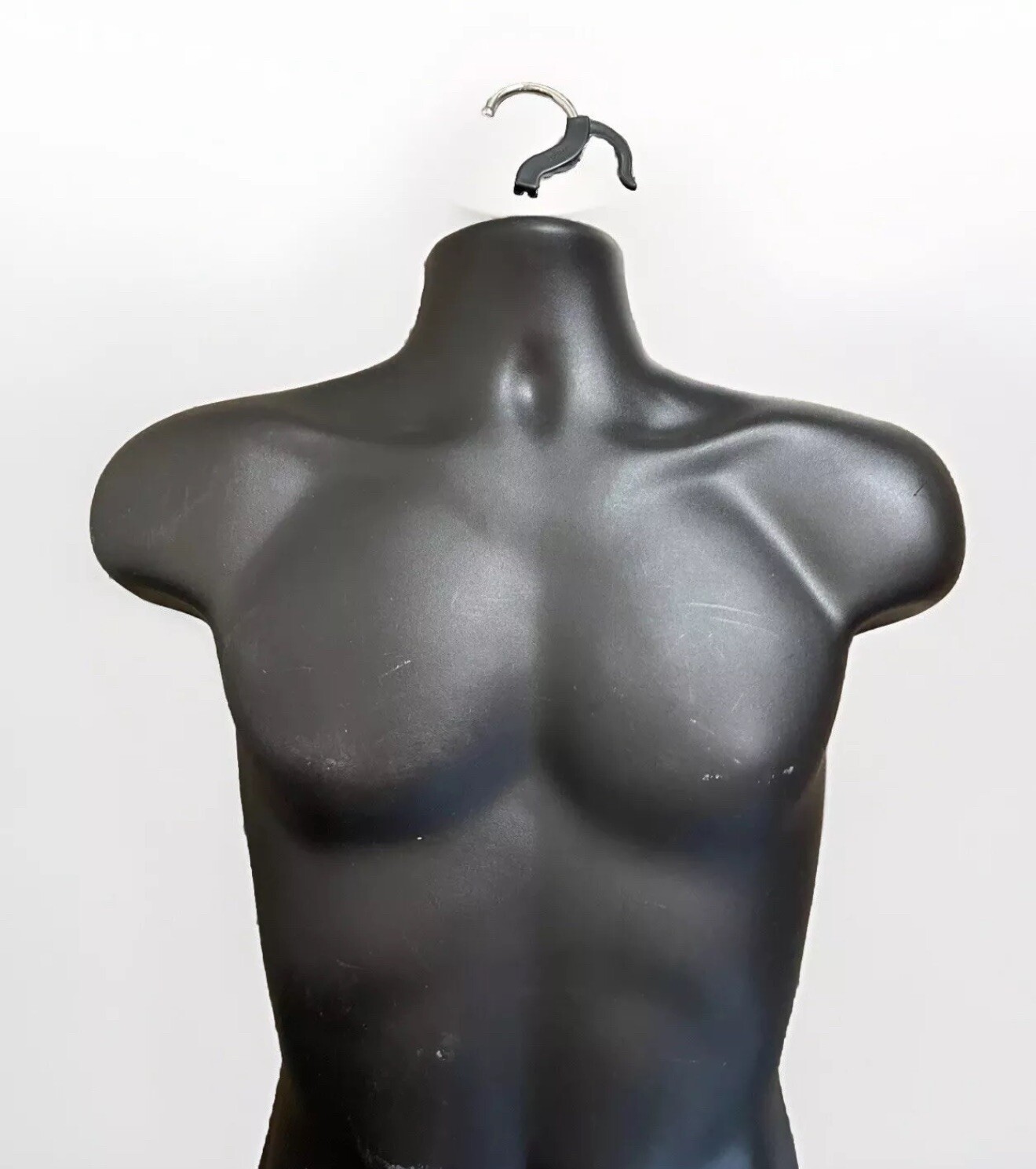 Torso Form Molded Man’s Shirt Frosted Fits S – L Hanging Male Mannequin Black