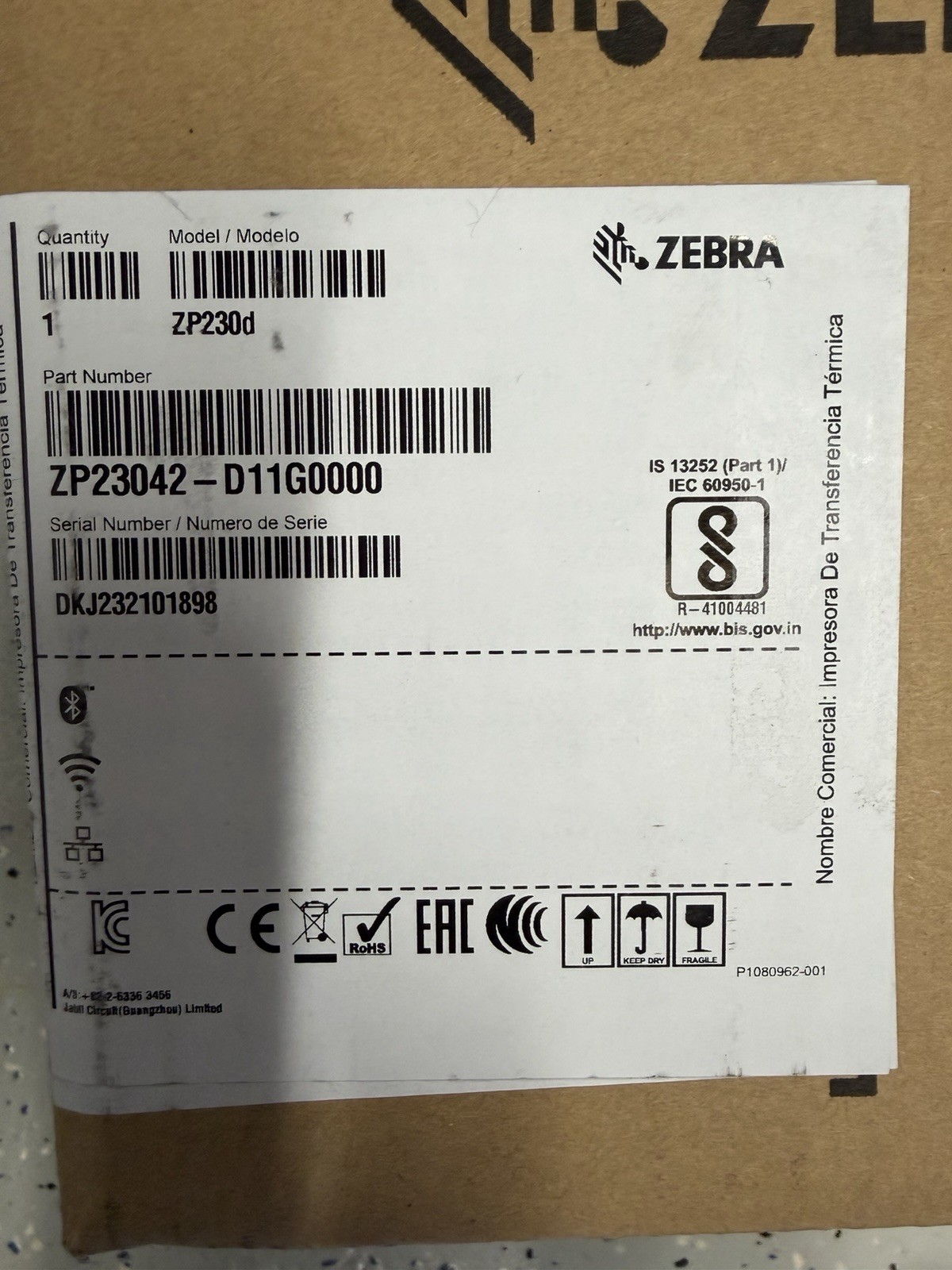 BRAND NEW SEALED Zebra ZP230d ZP23042-D11G0000 Barcode Label USB Printer