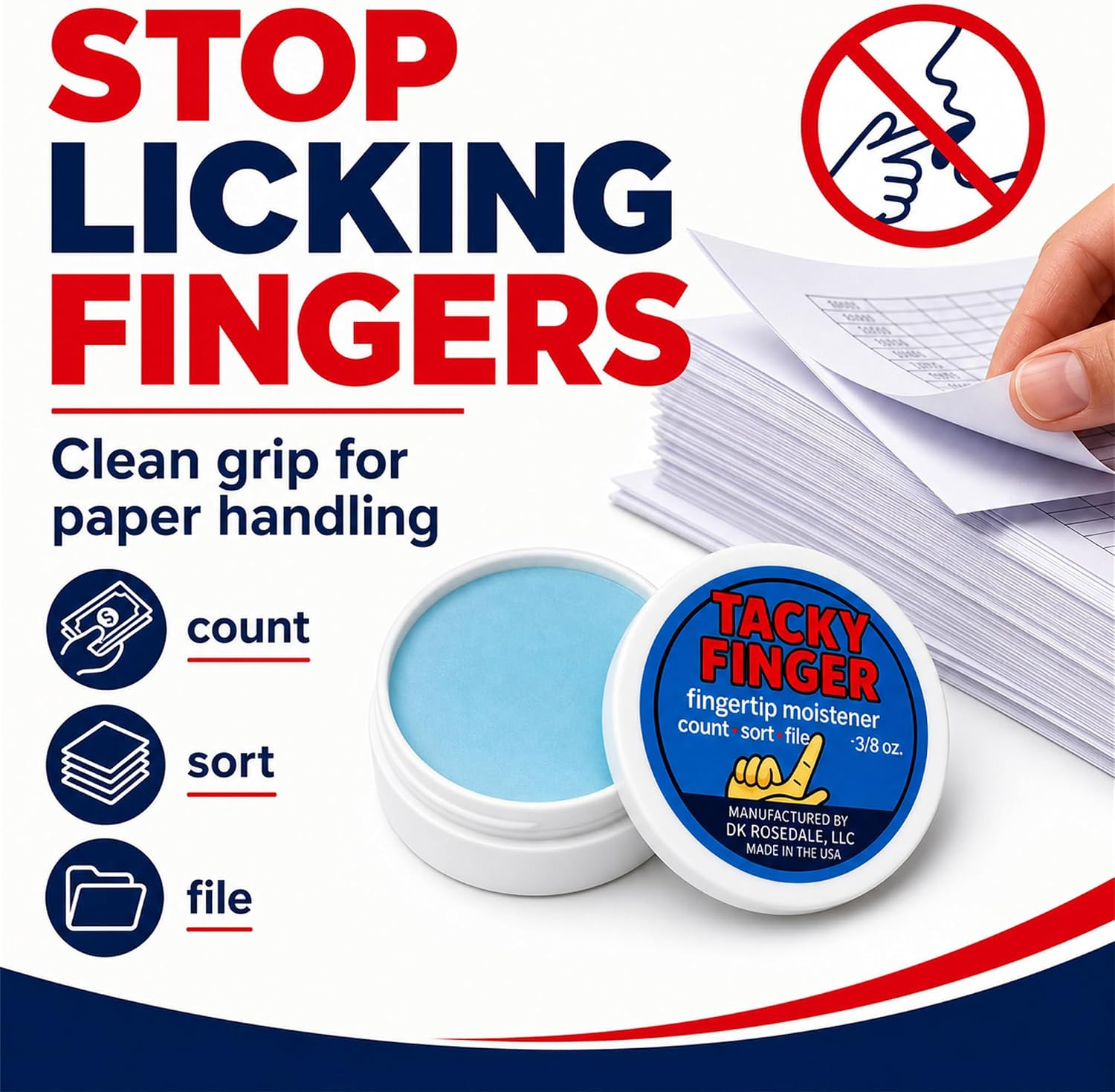 Fingertip Moistener 3/8 oz – Odor-Free, Non-Toxic Gel for Counting, Sorting, Fil