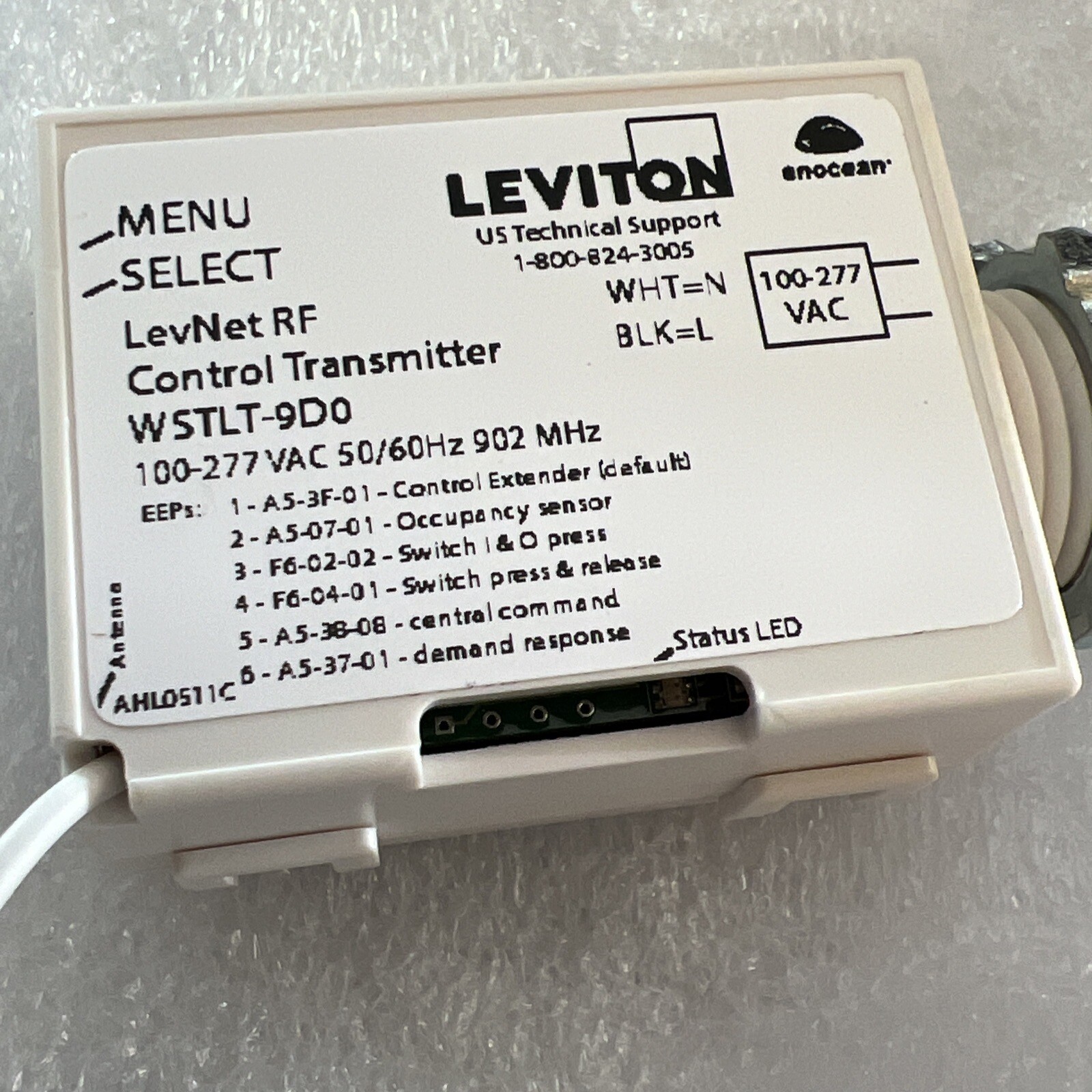 NEW Genuine ENOCEAN Leviton WSTLT-9D0 White Control Transmitter 100-277V 902 MHz