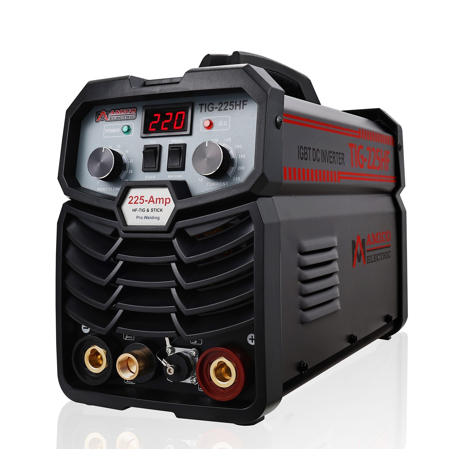 Amico TIG-225HF, 225-Amp Pro. TIG Stick DC Welder, 100V-250V & 80% Duty Cycle
