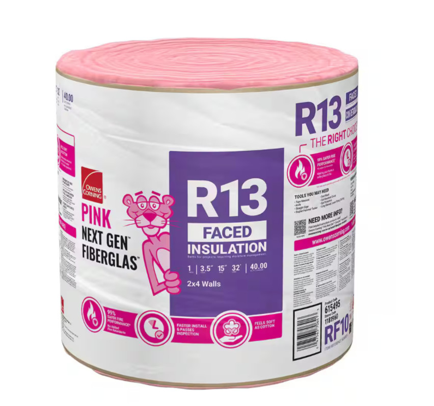 R- 13 Faced Fiberglass Insulation Roll 15 In. X 32 Ft. (1 Roll) new Owens