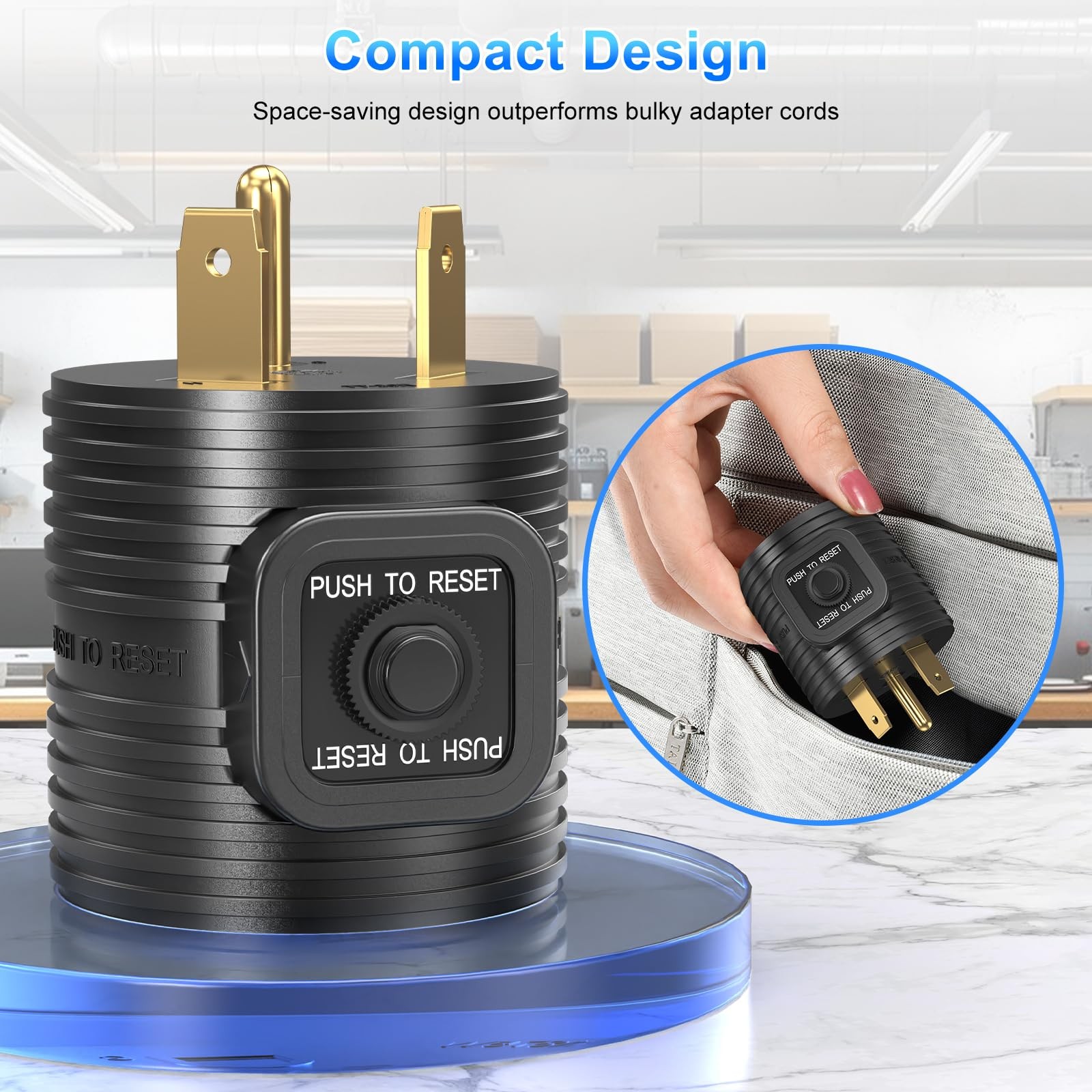 30A to 110 Adapter NEMA TT-30P Male Plug to NEMA 5-15R Female Receptacle with…