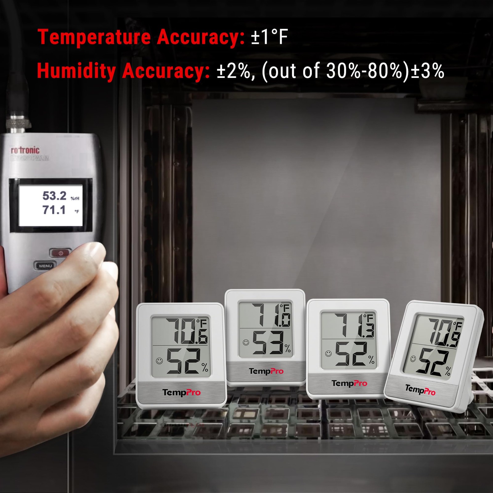 TempPro TP49 3 Pieces Digital Hygrometer Indoor Thermometer Oyster White
