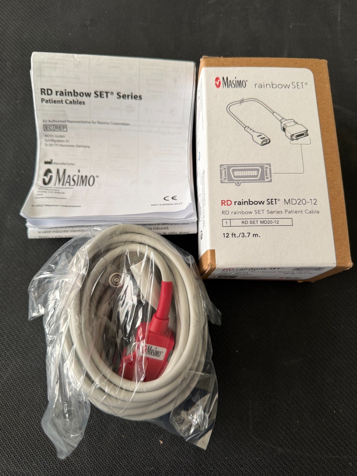 MASIMO RAINBOW SET MD20-12 PATIENT CABLE REF 4073 12ft./3.7m NEW WITH BOX