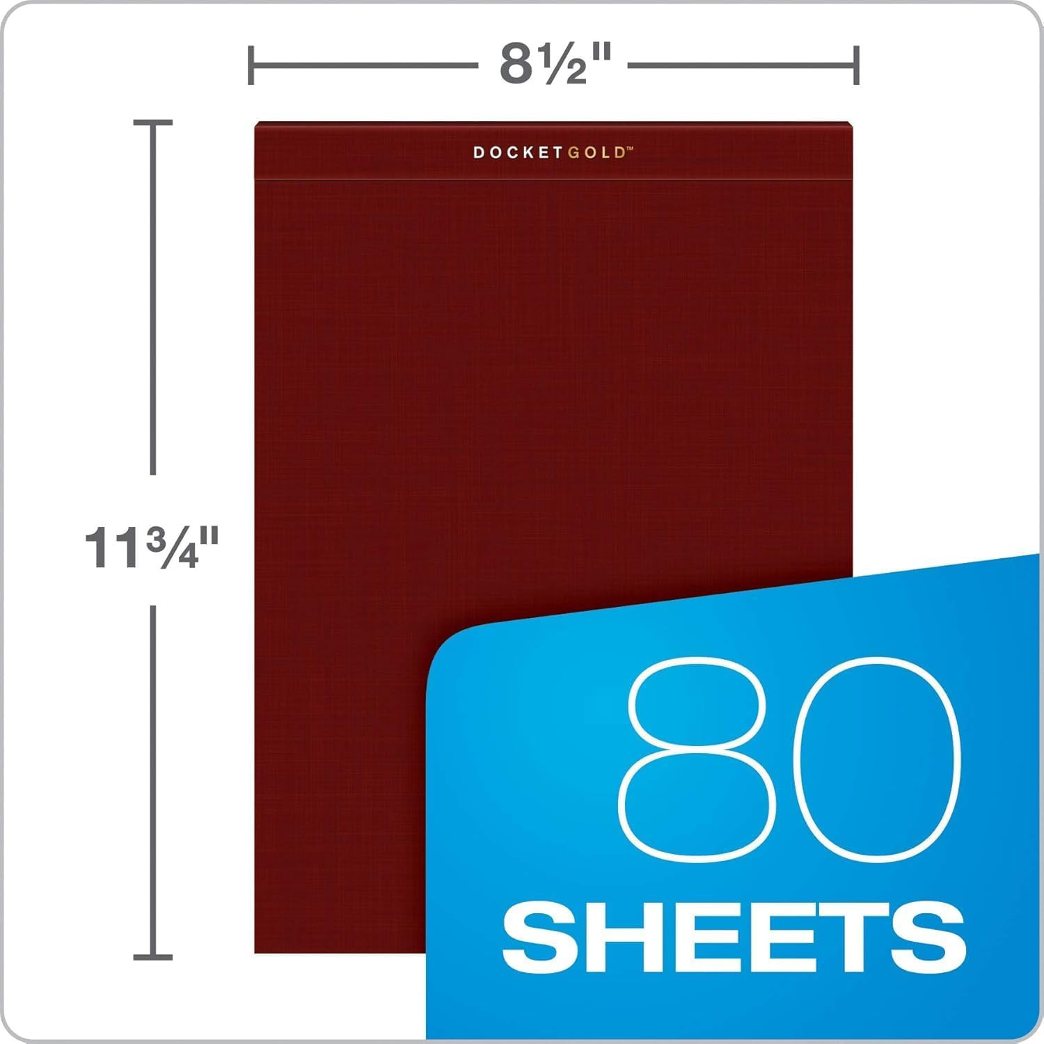 Docket Gold Premium Graph Paper Pad 8.5″x11″ 4×4 Grid & 1/4″ Narrow Ruled 6-Pack
