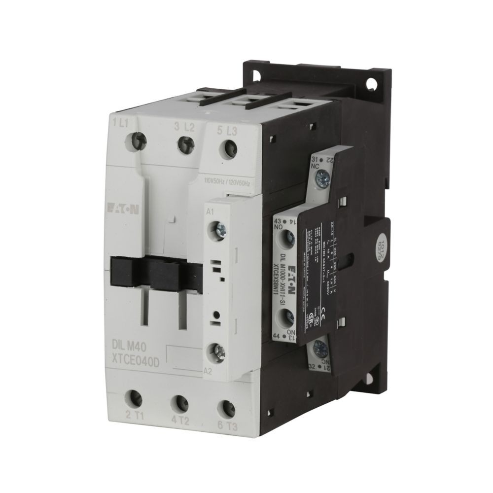 Eaton XTCE040DS1A XT IEC Contactor, 40A, Side-Mounted, 110 Vac 50 Hz, 120 Vac